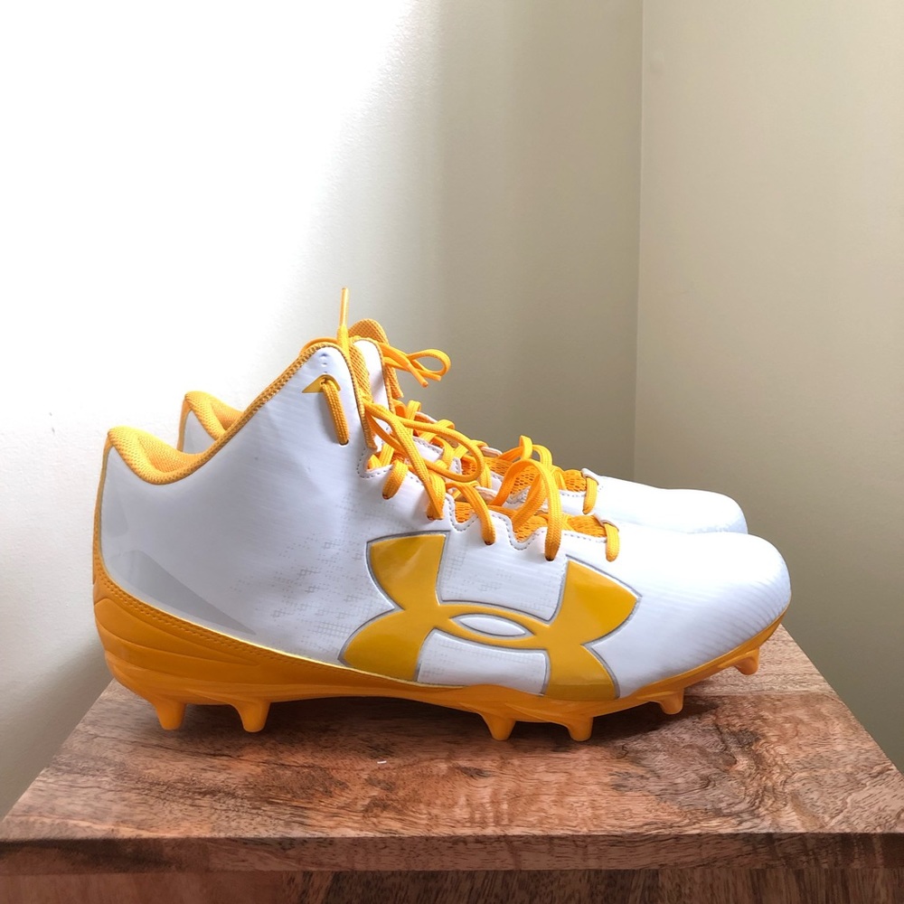 Under Armour Yellow Fierce Phantom Mid MC Cleats Mens Size 14 1283304-171